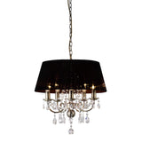 Olivia 50cm 5 Light Crystal Chandelier - Brass With Black Shade