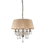 Olivia 50cm 5 Light Crystal Chandelier - Brass With Ivory Shade