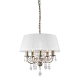 Olivia 50cm 5 Light Crystal Chandelier - Brass With White Shade