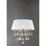 Olivia 50cm 5 Light Crystal Chandelier - Brass With White Shade