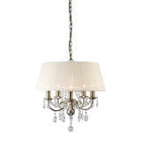 Olivia 50cm 5 Light Crystal Chandelier - Brass With Cream Shade