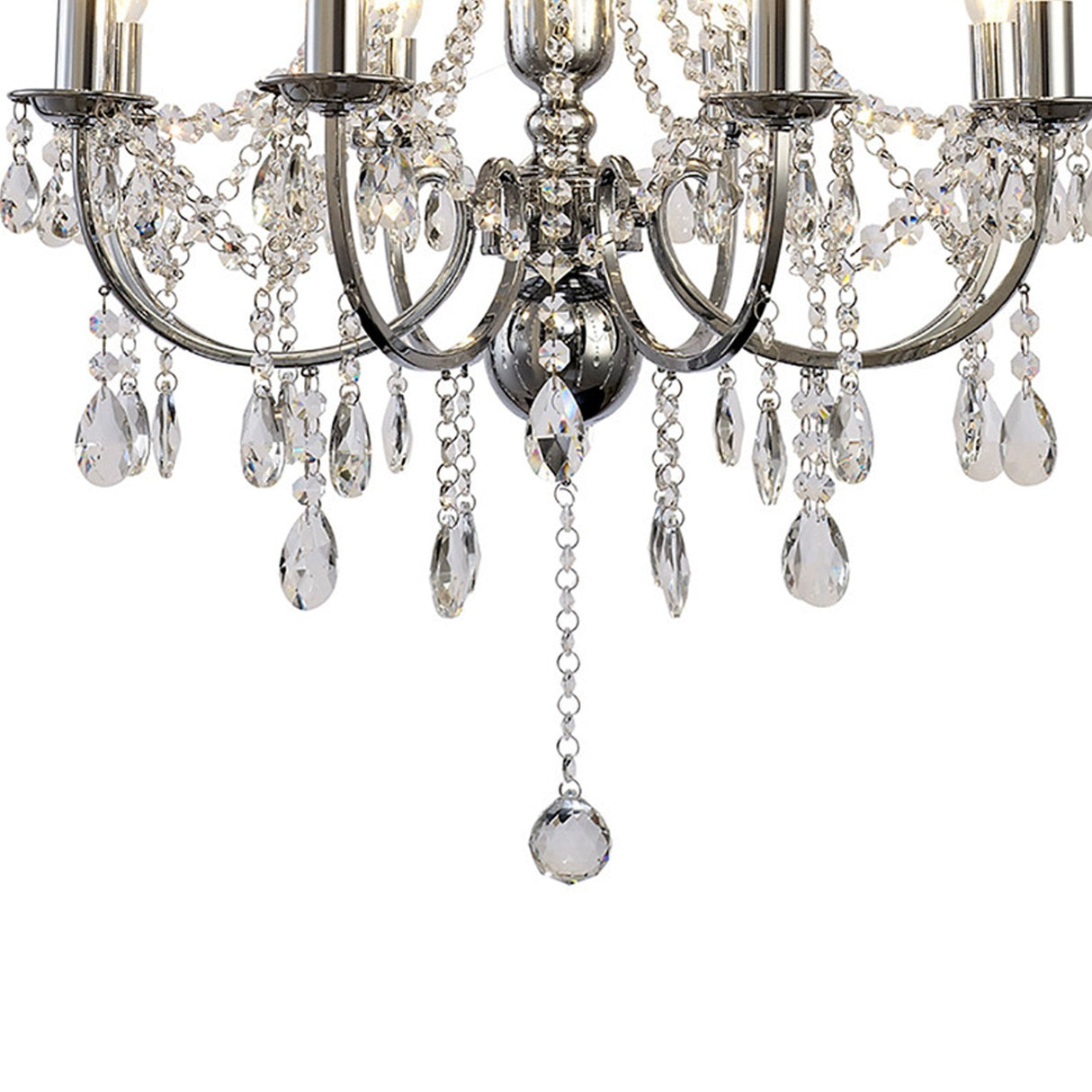 Olivia 58cm 8 Light Crystal Chandelier - Chrome (Without Shade)