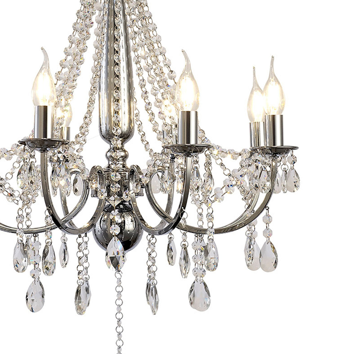 Olivia 58cm 8 Light Crystal Chandelier - Chrome (Without Shade)