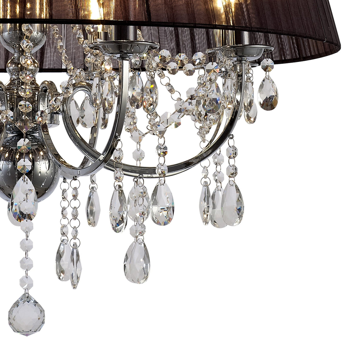 Olivia 70cm 8 Light Crystal Chandelier - Chrome With Black Shade