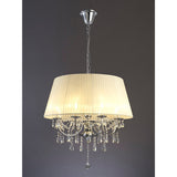 Olivia 70cm 8 Light Crystal Chandelier - Chrome With Ivory Shade