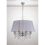 Olivia 70cm 8 Light Crystal Chandelier - Chrome With Grey Shade