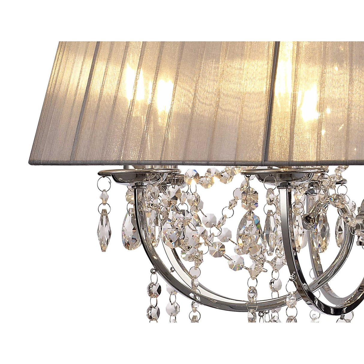 Olivia 70cm 8 Light Crystal Chandelier - Chrome With Grey Shade