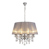 Olivia 70cm 8 Light Crystal Chandelier - Chrome With Grey Shade
