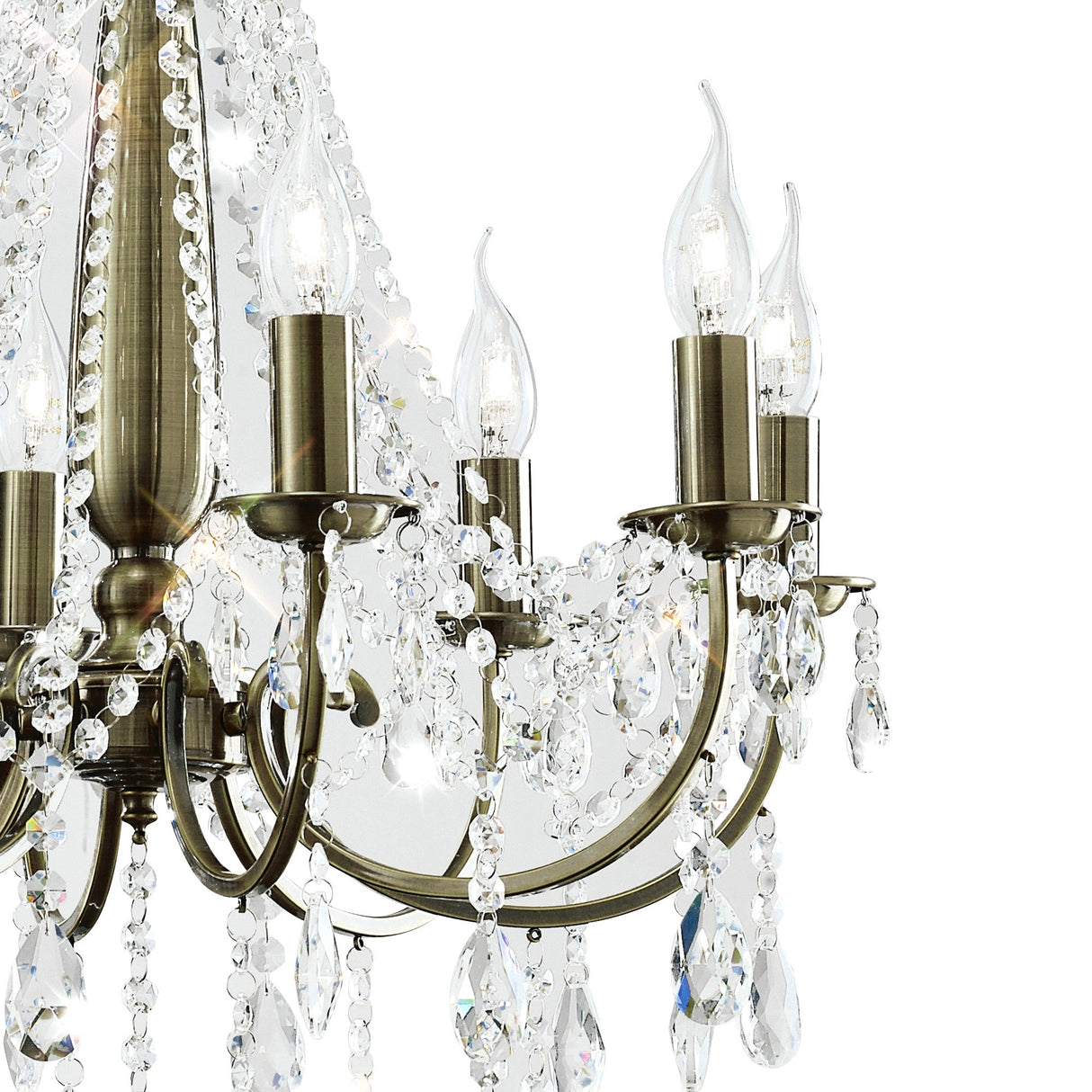 Olivia 58cm 8 Light Crystal Chandelier - Brass (Without Shade)