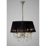 Olivia 70cm 8 Light Crystal Chandelier - Brass With Black Shade