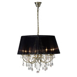 Olivia 70cm 8 Light Crystal Chandelier - Brass With Black Shade