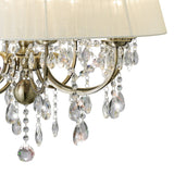 Olivia 70cm 8 Light Crystal Chandelier - Brass With Cream Shade