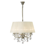 Olivia 70cm 8 Light Crystal Chandelier - Brass With Cream Shade