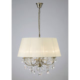 Olivia 70cm 8 Light Crystal Chandelier - Brass With Cream Shade