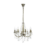 Olivia 58cm 8 Light Crystal Chandelier - Brass (Without Shade)