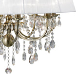 Olivia 70cm 8 Light Crystal Chandelier - Brass With White Shade