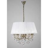 Olivia 70cm 8 Light Crystal Chandelier - Brass With White Shade