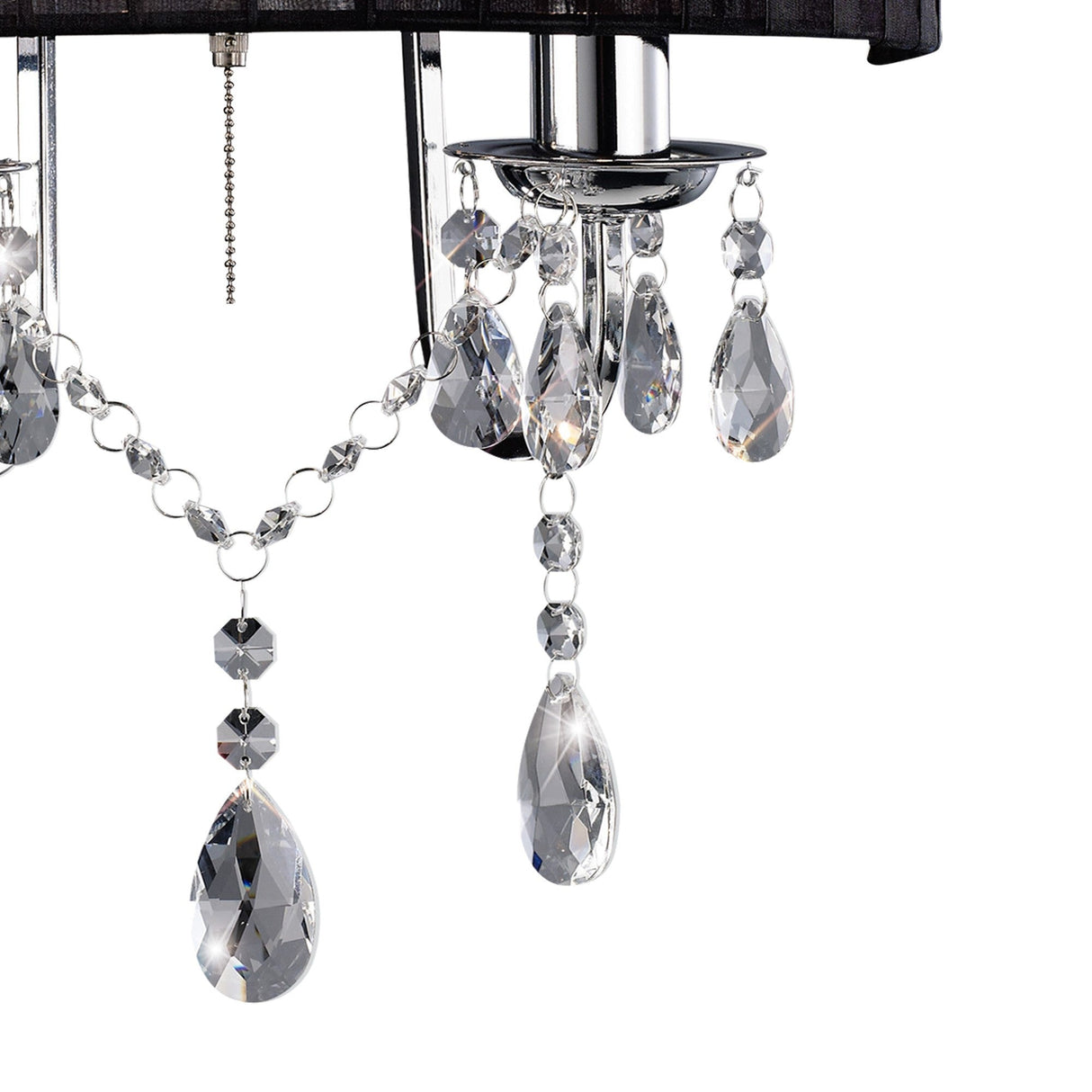 Olivia 2 Light Crystal Wall Light With Switch - Chrome With Black Shade