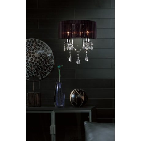 Olivia 2 Light Crystal Wall Light With Switch - Chrome With Black Shade