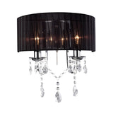 Olivia 2 Light Crystal Wall Light With Switch - Chrome With Black Shade