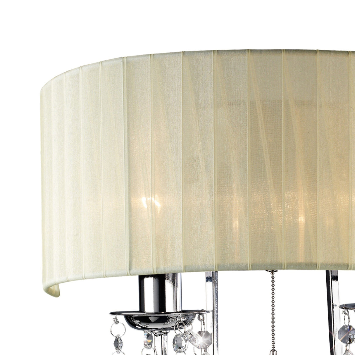 Olivia 2 Light Crystal Wall Light With Switch - Chrome With Cream Shade