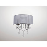 Olivia 2 Light Crystal Wall Light With Switch - Chrome With Grey Shade