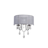 Olivia 2 Light Crystal Wall Light With Switch - Chrome With Grey Shade