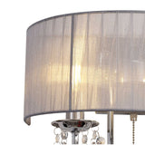 Olivia 2 Light Crystal Wall Light With Switch - Chrome With Grey Shade