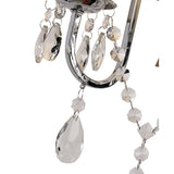 Olivia 2 Light Crystal Wall Light With Switch - Chrome With Grey Shade