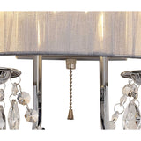 Olivia 2 Light Crystal Wall Light With Switch - Chrome With Grey Shade