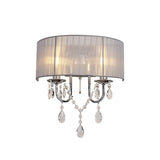 Olivia 2 Light Crystal Wall Light With Switch - Chrome With Grey Shade