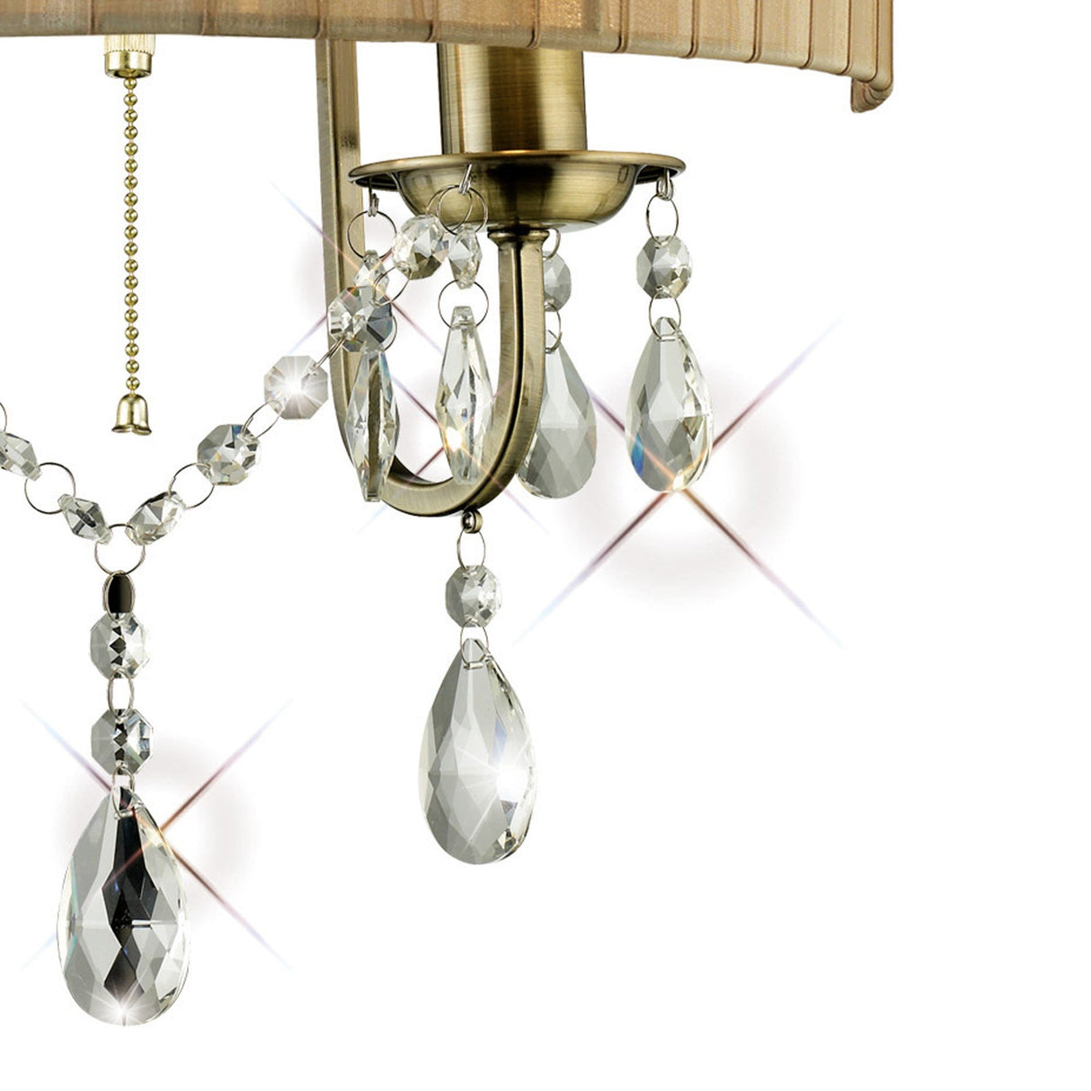 Olivia 2 Light Crystal Wall Light With Switch - Brass With Bronze Shade