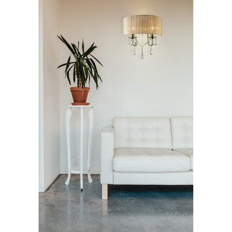 Olivia 2 Light Crystal Wall Light With Switch - Brass With Bronze Shade