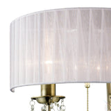 Olivia 2 Light Crystal Wall Light With Switch -  Brass With White Shade
