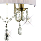Olivia 2 Light Crystal Wall Light With Switch -  Brass With White Shade