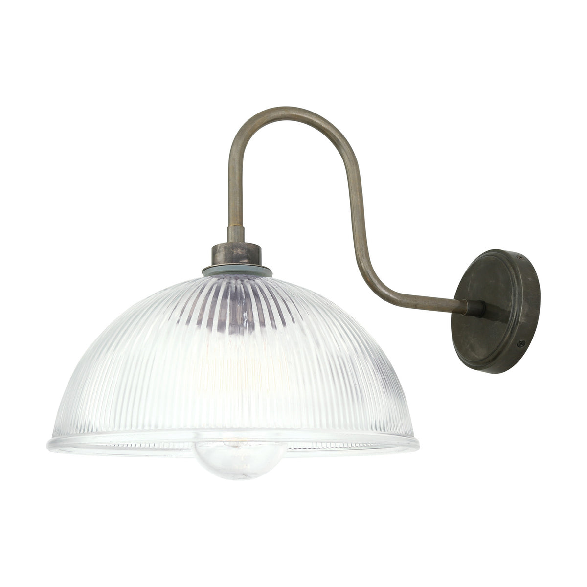 Olvane Swan Neck Ribbed Glass Wall Light IP65