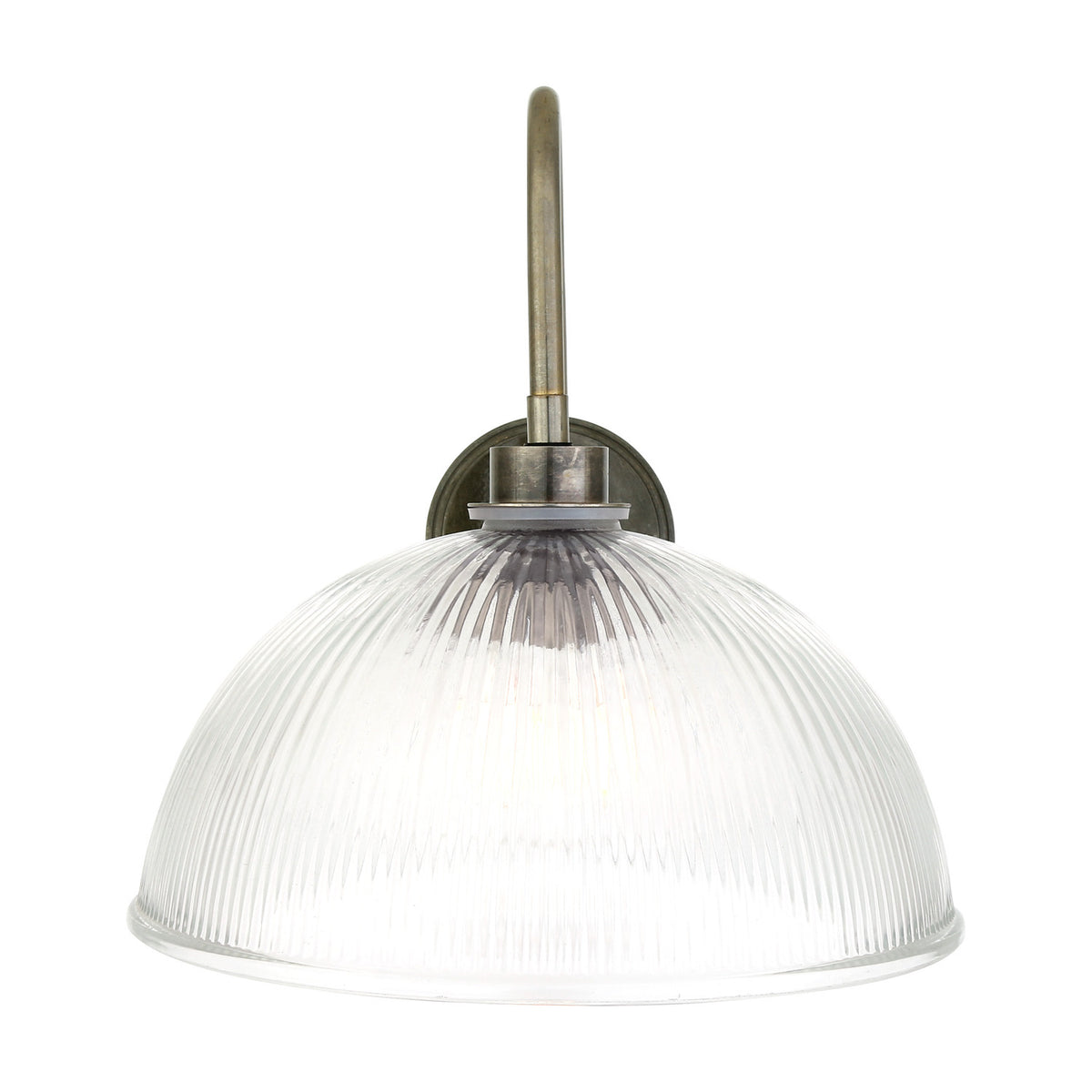 Olvane Swan Neck Ribbed Glass Wall Light IP65