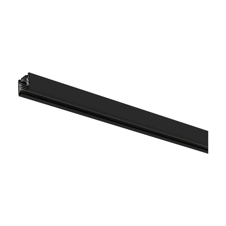 Black aluminium lighting track, 100cm straight rail with slim square profile and connector end, shown on a plain white background.