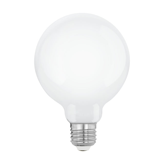 Opal Dimmable LED Globe Bulb E27 G95, a large round milky-white glass bulb with silver screw cap, 7.5W warm white LED, shown on a plain white background.