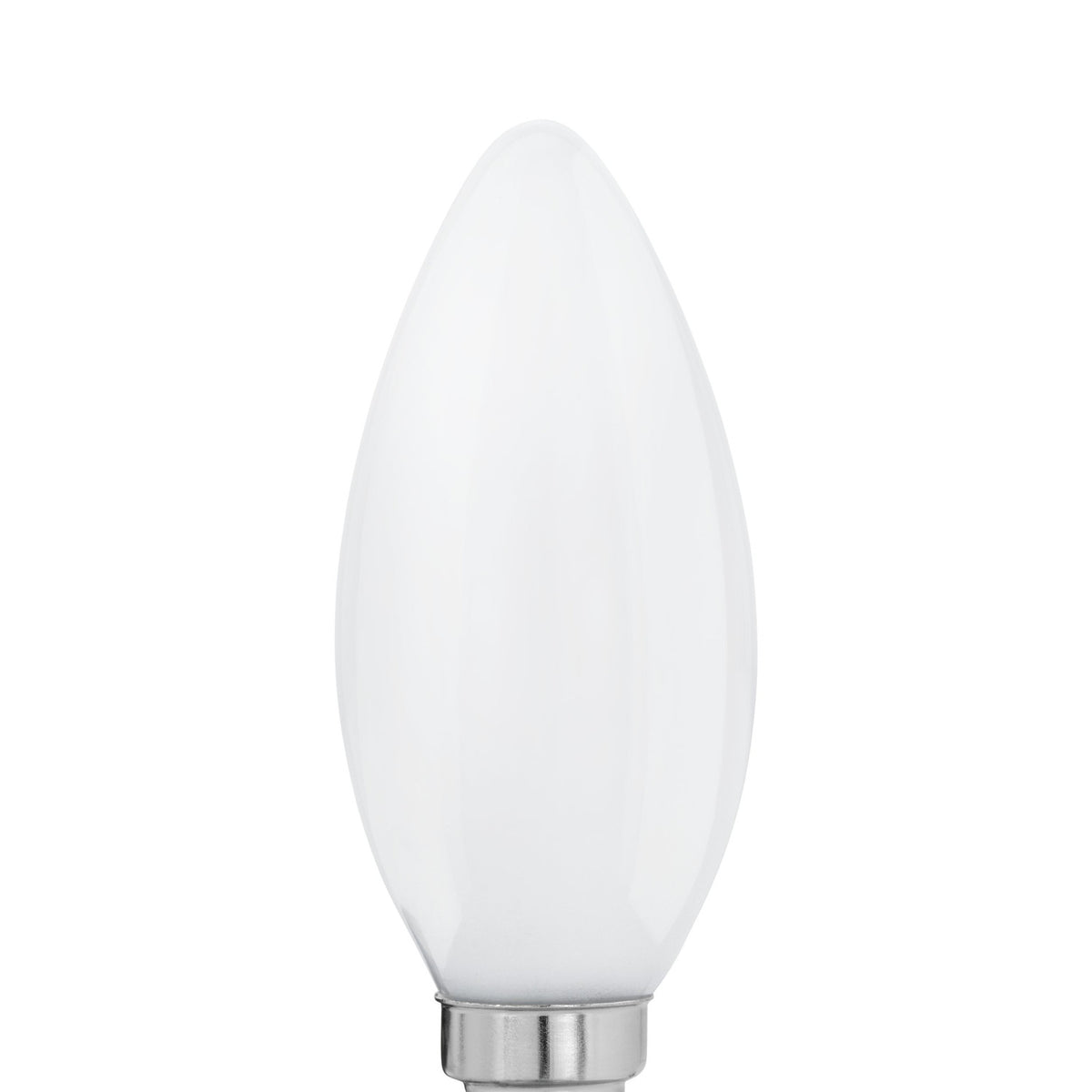 Opal LED candle bulb with E14 screw cap, C35 shape, milky white glass finish, 7W warm white 2700K light, shown on a plain white background.