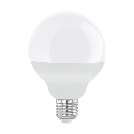 Opal LED globe bulb with E27 screw cap, G95 round shade and metallic chrome base, 8.8W warm white non-dimmable light, shown on a plain white background.