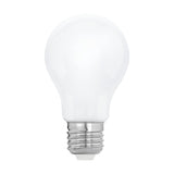 Opal LED GLS bulb with E27 screw cap, rounded milky white glass shell and silver metal fitting, shown on a plain white background.