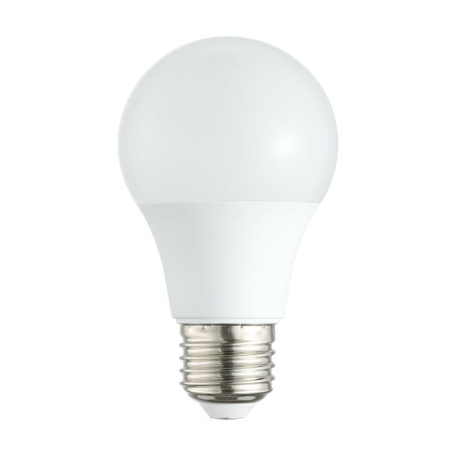 Opal LED GLS bulb with E27 screw cap in classic pear shape, white finish, warm white 2700K, shown upright on a plain white background.