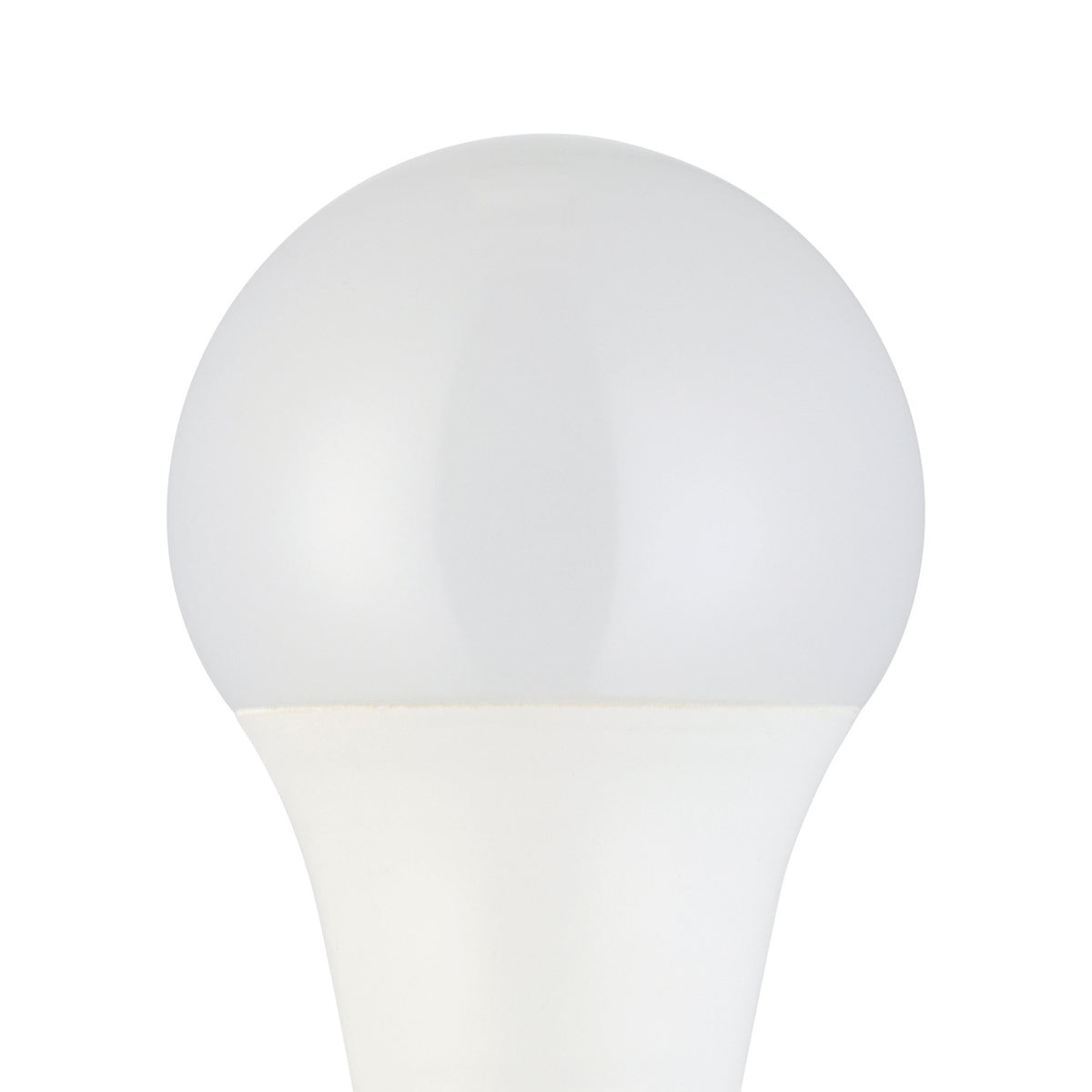 Close-up of an Opal LED GLS Bulb E27 A60 with rounded white plastic shade, shown against a plain white background.