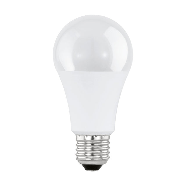 Opal LED GLS bulb with E27 screw cap, classic pear shape and white plastic shade, shown on a plain white background.