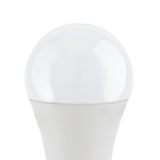 Close-up of an opal LED GLS bulb with E27 screw cap, classic rounded shape, white plastic finish, 7.8W warm white, on a plain white background.