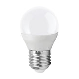 Opal LED golf ball bulb with E27 screw cap and brushed silver base, shown on a plain white background, 3.4W cool white, non-dimmable.