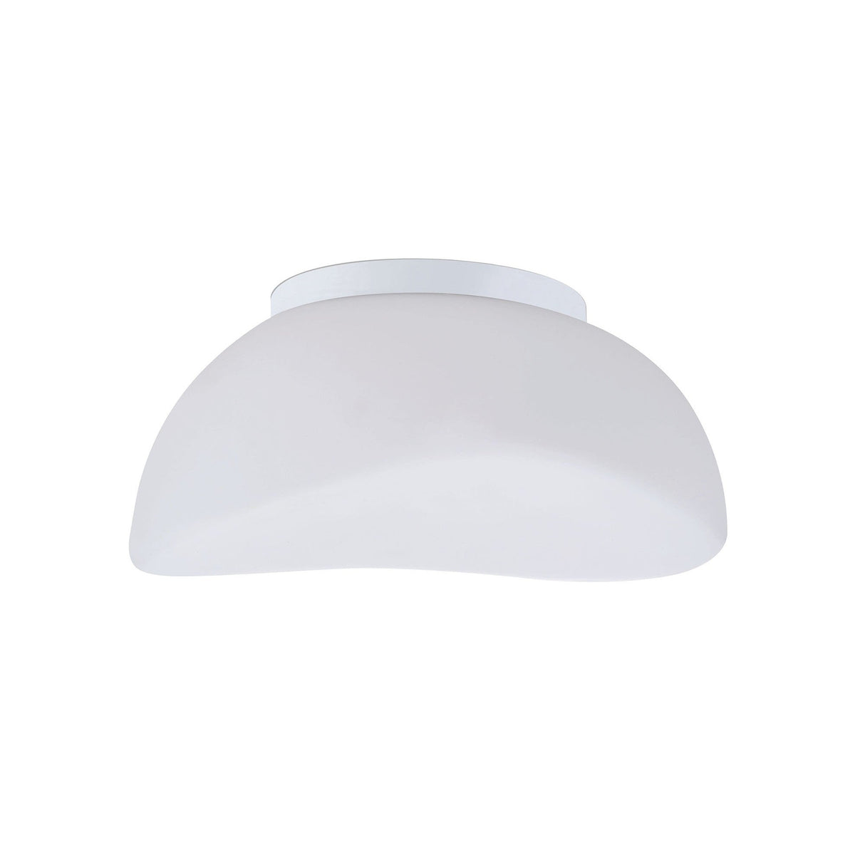 Mantra Opal 3 light flush ceiling light with frosted white glass dome and polished chrome mount, shown on a plain white background.