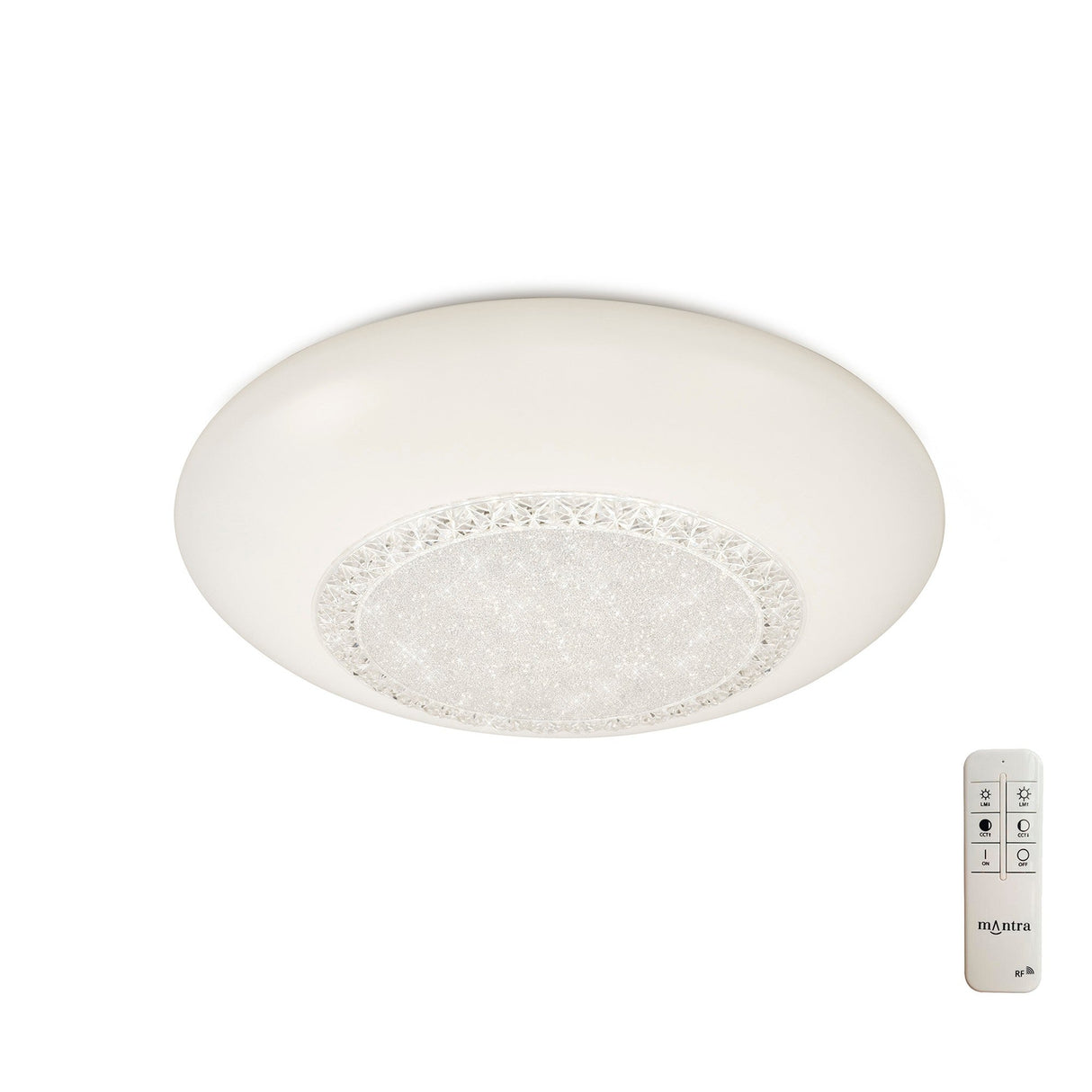 Opera Small CCT Dimmable LED Flush Ceiling Light With Remote Control - White