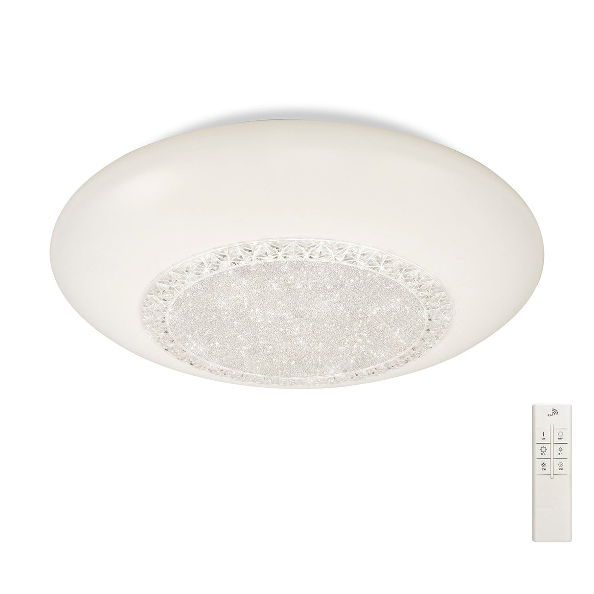 Opera Large CCT Dimmable LED Flush Ceiling Light With Remote Control - White